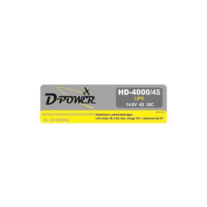 D-Power HD-4000 4S Lipo (14,8V) 30C - T-Stecker